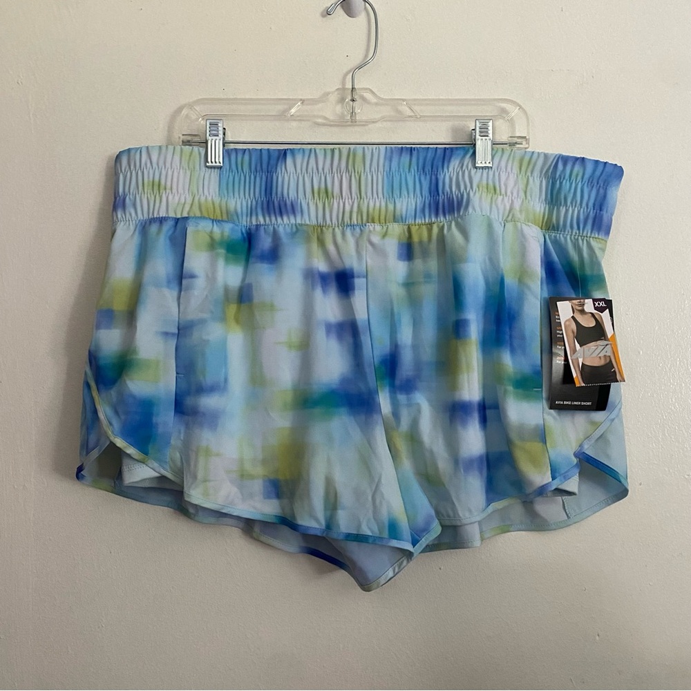 Avia Tie-Dye Bike Liner Shorts Women’s‎ Size XXL Wicking Side Zip Spandex